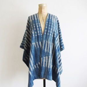 Vintage shibori Indigo Poncho